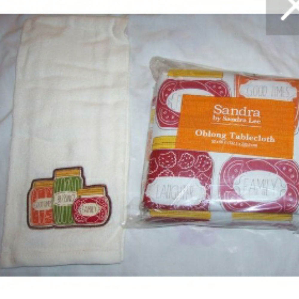 Mason Jar Tablecloth Kitchen Towel Farmhouse Autumn Fall 3 Pc